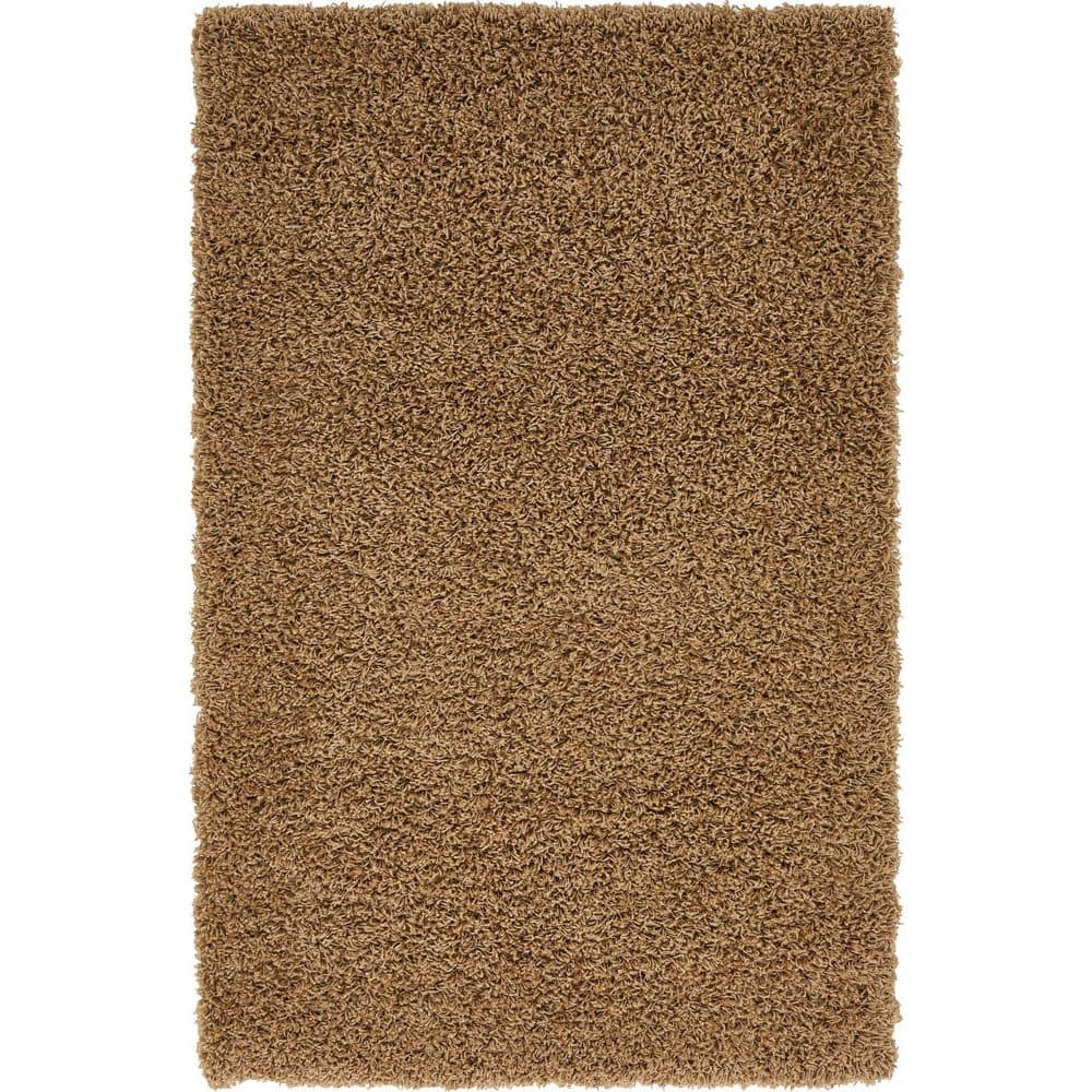 Luxurious 8' x 10' Blue Solid Shag Synthetic Area Rug