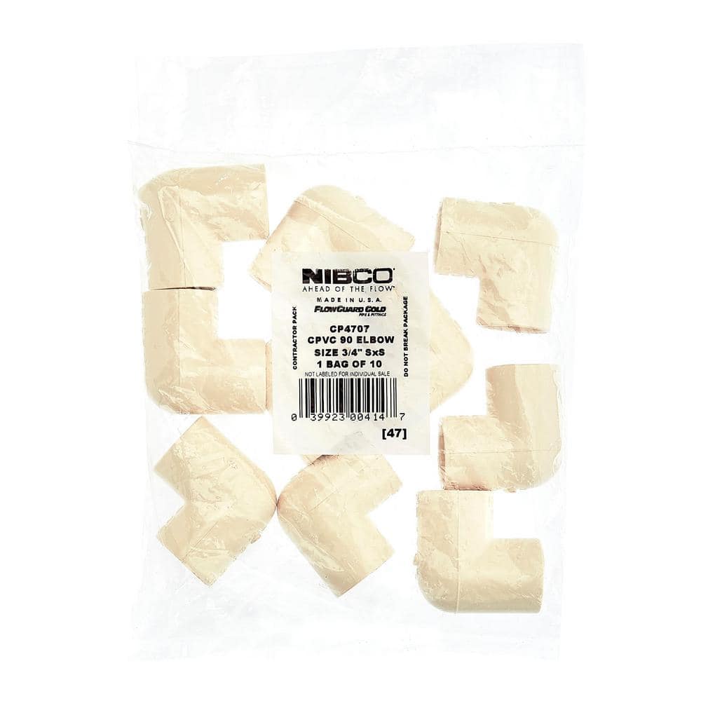 3/4 in. CPVC-CTS 90-Degree Slip x Slip Elbow Fitting (10-Pack) price history on PriceWatchPro
