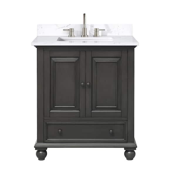 Thompson 31 in. Single Sink Charcoal Glaze Bath Vanity with Cala White Engineered Stone Top