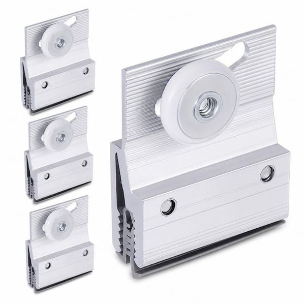 4-Piece Frameless Shower Door Top Bracket Roller Assembly Ball Bearing 3/4 in. Plastic Wheel in Chrome
