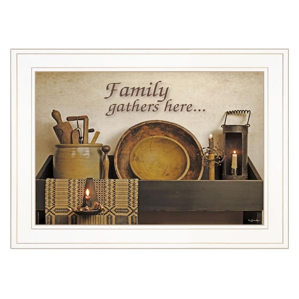 HomeRoots Charlie Family Gather Here 1-Piece Framed Wall Art 15 in. x 19 in.