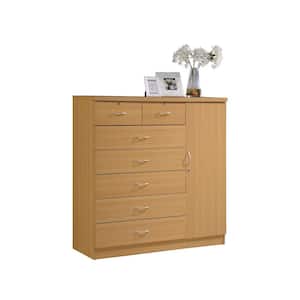 7-Drawer Beech Chest of Drawers with Door