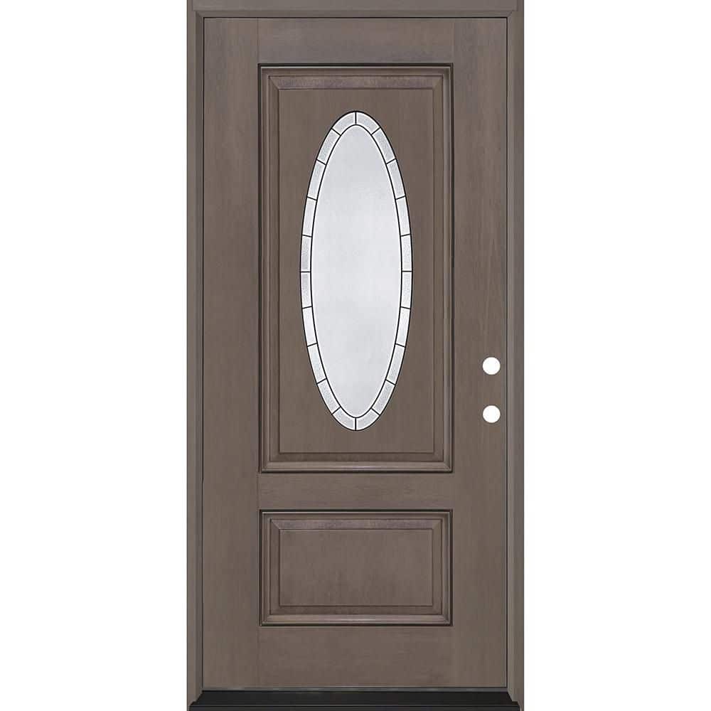 Regency 36 in. x 80 in. 3/4L Oval Empire Decorative Glass LHIS Ashwood Fiberglass Prehung Front Door with 4-9/16 Jamb price history on PriceWatchPro