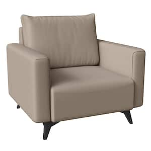 Single-Seater Sofa Upholstered Leather Arm Chair with Removable Back Cushions Inno Series in Taupe