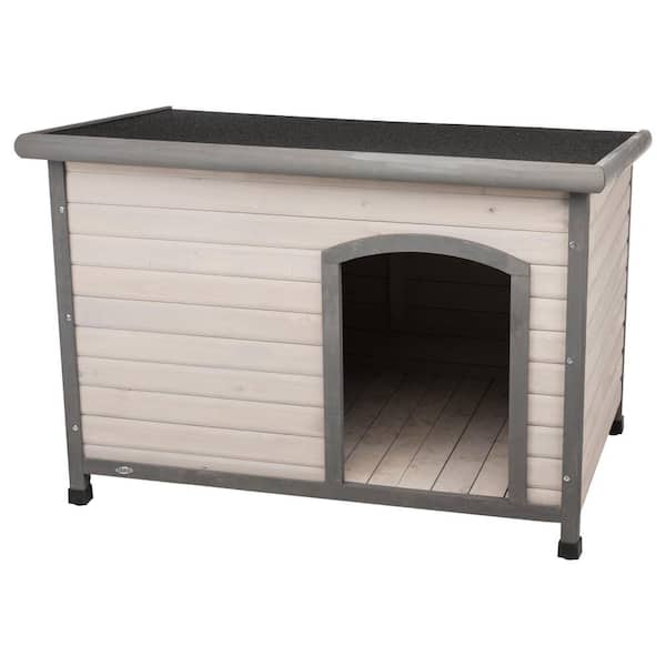 TRIXIE natura Classic Dog House, Flat Hinged Roof, Adjustable Legs, Gray, Large