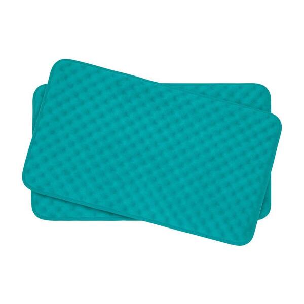 BounceComfort Massage Turquoise 17 in. x 24 in. Memory Foam 2-Piece Bath Mat Set