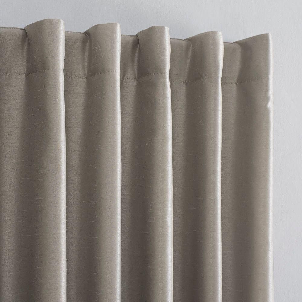 Stone Beige Faux Silk Blackout Curtain Panel, 50" x 63"
