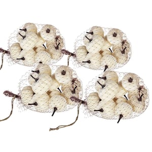 12-Piece Velvety Pumpkin in Mesh Bags - Set of 4 - Cream