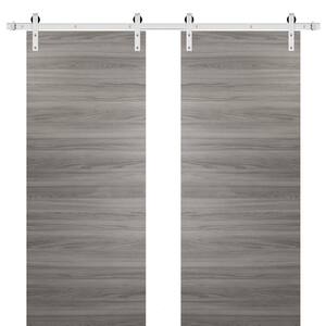 0010 48 in. x 80 in. Fluch Ginger Ash Finished Wood Sliding Barn Door with Hardware Kit Stailess