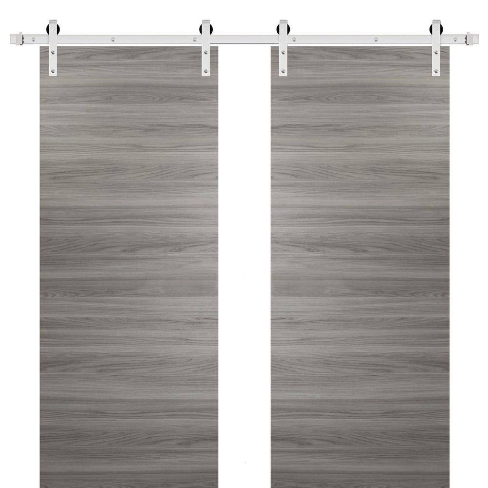 Assemble Required 0010 72 in. x 80 in. Flush Gray Matte Finished Wood Sliding Barn Door with Hardware Kit Stailess price history on PriceWatchPro