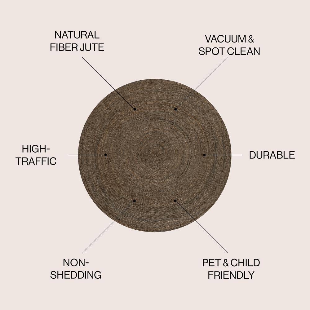 Zara Braided Brown Jute Round 4' Area Rug
