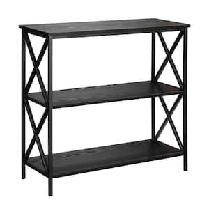 29.25 in. Black Metal 3-shelf Etagere Bookcase with Open Back