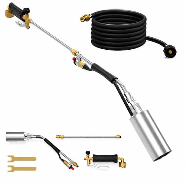 Black Plastic and Stainless Steel Propane Torch Weed Burner with 11.5 ft Hose and Self Igniter Turbo Trigger