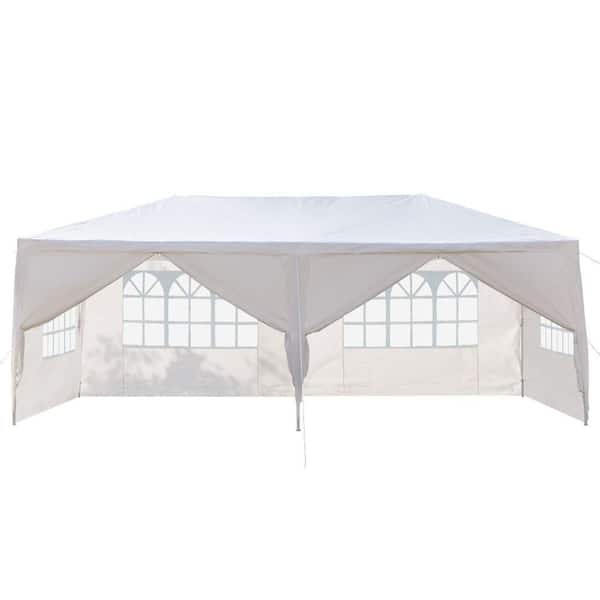 10 ft. x 20 ft. White Canopy Tent with Removable Sidewalls Outdoor PE Fabric Shelter Party Gazebo Heavy Duty Pavilion