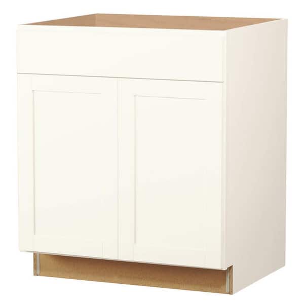 Hampton Bay Westfield Feather White Shaker Stock Assembled Base Kitchen Cabinet (30 in. W x 23.75 in. D x 35 in. H)