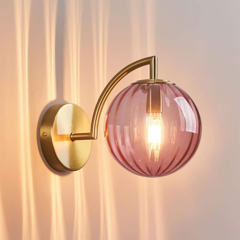 Home Lighting 5.5 in. 1-Light Modern Red 1-Pack Glass Indoor Nordic Striped Mini Wall Sconce for Living Room price history on PriceWatchPro