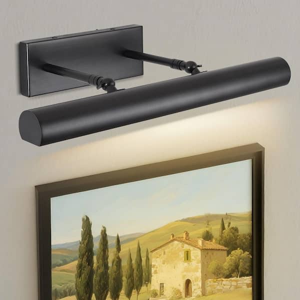 18 in. 3-Light Black Picture Light, Hardwired LED Wall Light, Dimmable Art Light, Gallery Lighting for Portrait Artwork