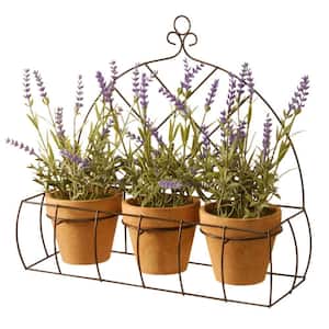 Artificial Decorating Lavender with Pot in Metal Holder