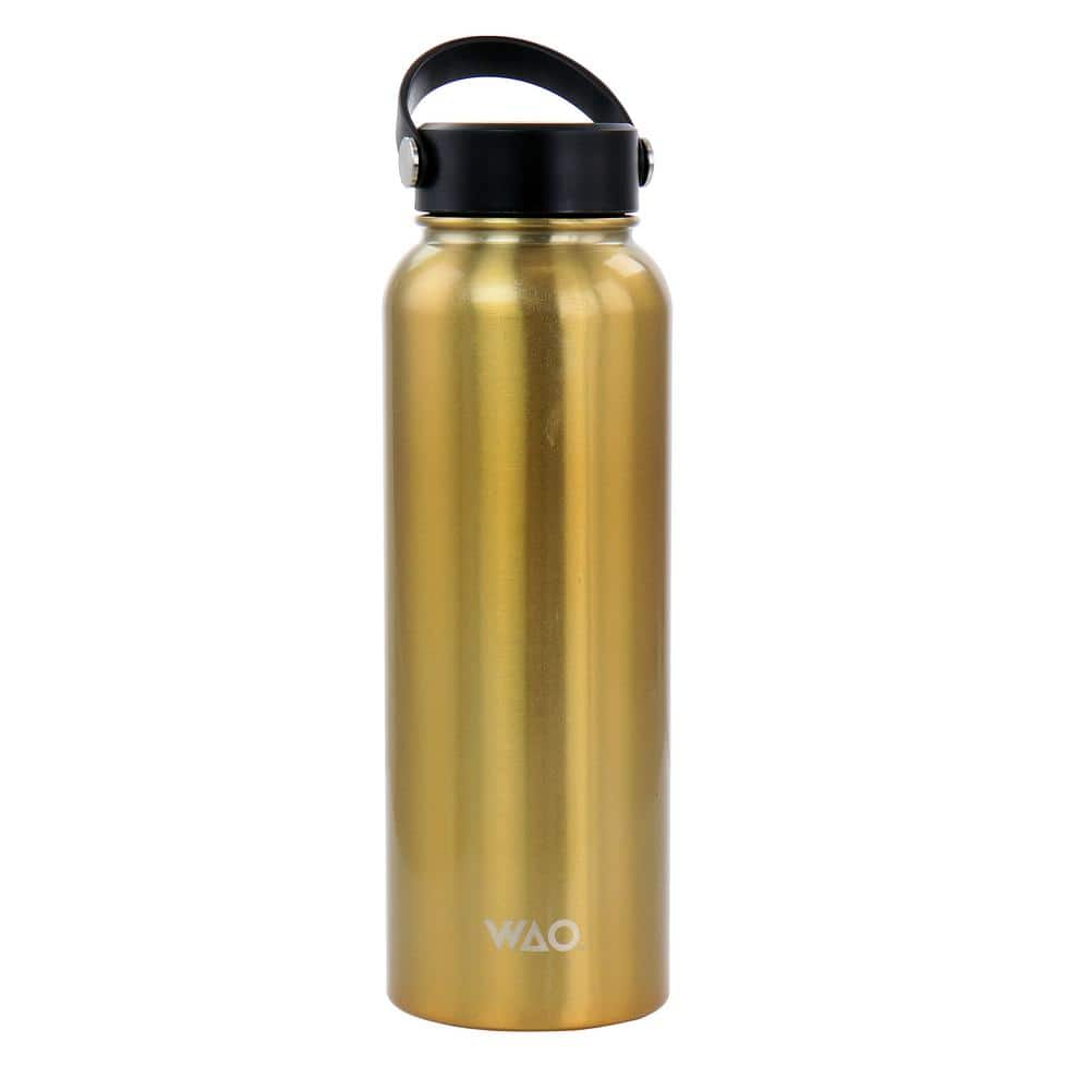 ThermoFlask 40 oz Insulated Stainless Steel Bottle with Chug and Straw  Lids, Black