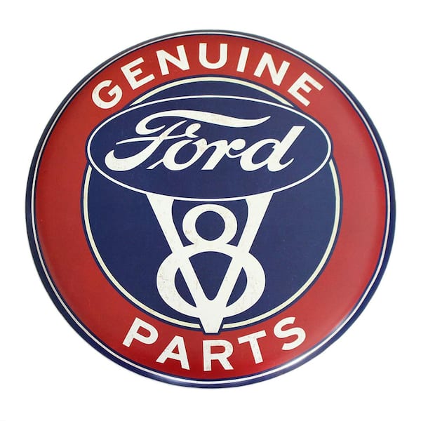Ford 24 in. x 24 in. Genuine Ford Parts Hollow Curved Tin Button Sign 90157752-S The Home Depot