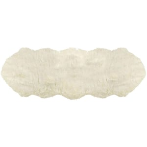 Josephine Off White 4 ft. x 6 ft. Specialty Gradient Sheepskin Area Rug