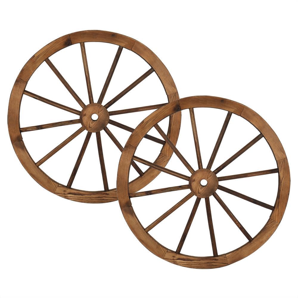 30 in. Wall Decor Wooden Wagon Wheel in Rustic (Set of 2) price history on PriceWatchPro
