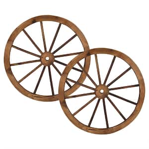 30 in. Wall Decor Wooden Wagon Wheel in Rustic (Set of 2)