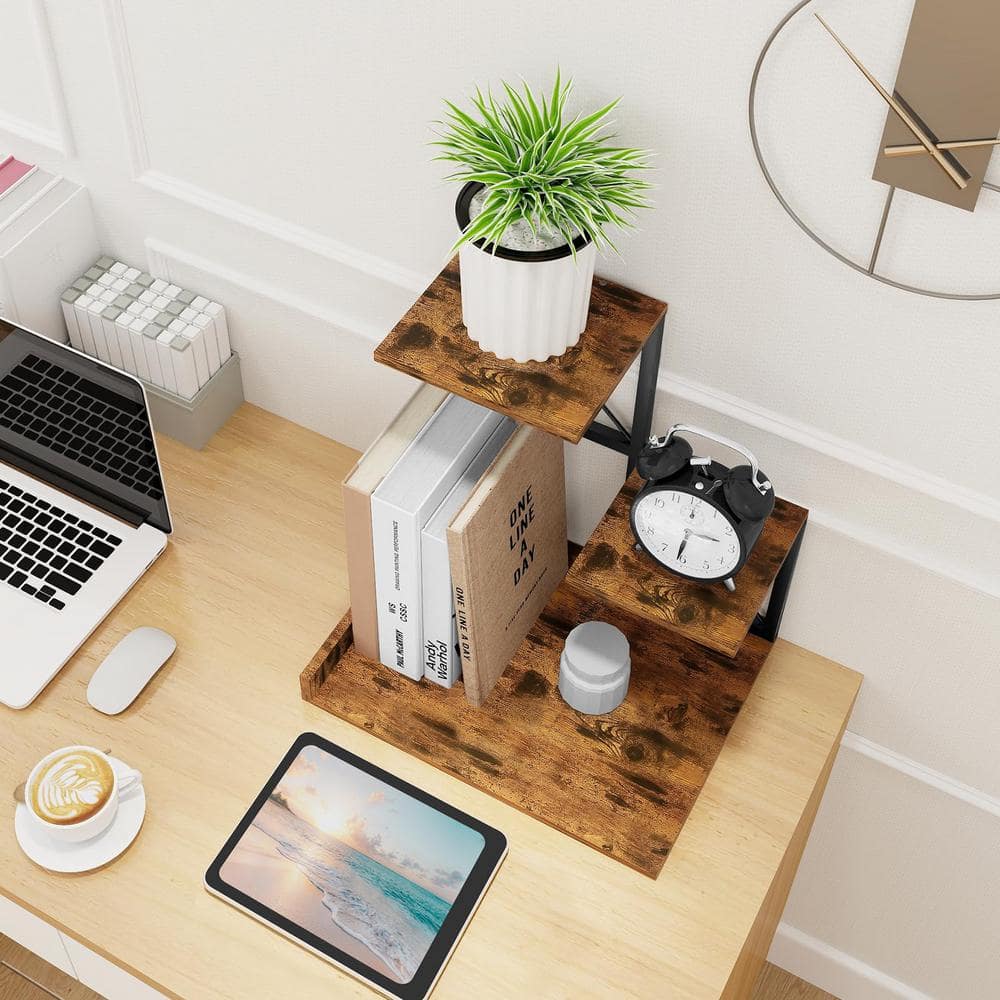 Afoxsos Rustic Brown 11.8 in. x 11.4 in. Wood Desk Acessories