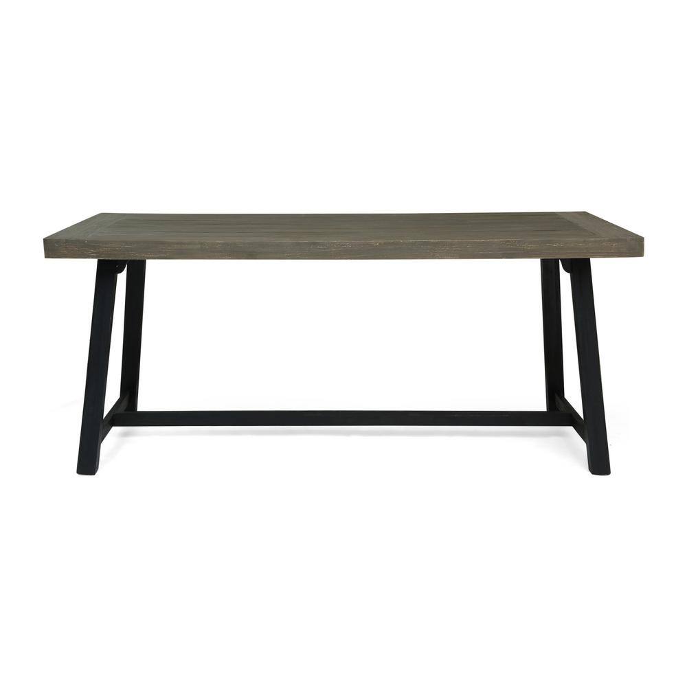 Rustic Acacia Wood Outdoor Dining Table in Sandblast Grey