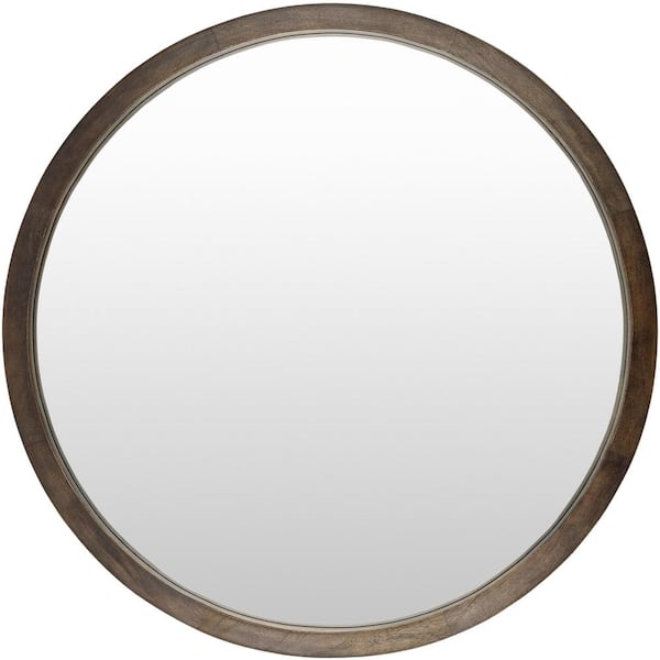 Livabliss Atticus 37 in. H x 37 in. W Brown Round Traditional Mirror