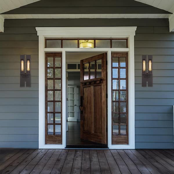 Muller Collection 2-Light Bronze Outdoor Wall Lantern Sconce