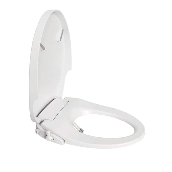 Non-Electric Bidet Seat for Elongated Toilets with Soft Close, Silent in White