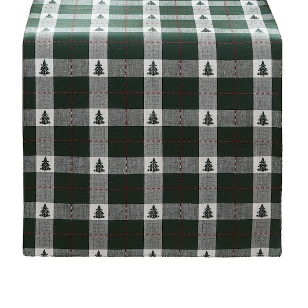 Threadmade Home Sherwood Tree Dobby Table Runner, Green - 13"W x 70"L