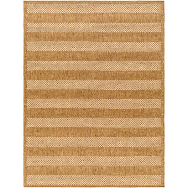 Livabliss Pismo Beach Natural Wheat Stripe 8 ft. x 8 ft. Square Indoor/Outdoor Area Rug