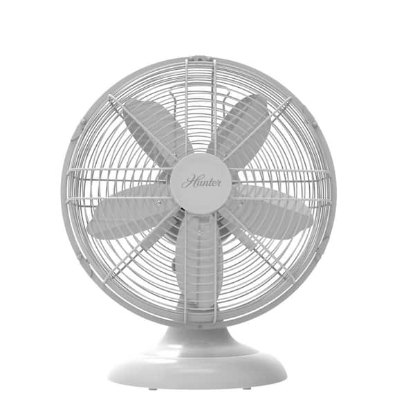 Hunter Retro 12 in. 3-Speed All-Metal Table Fan with Wide Oscillation in Matte White