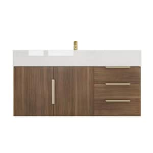 Bethany 42 in. W x 20 in. D x 22 in. H Single Sink Floating Bath Vanity in Rosewood with White Acrylic Top