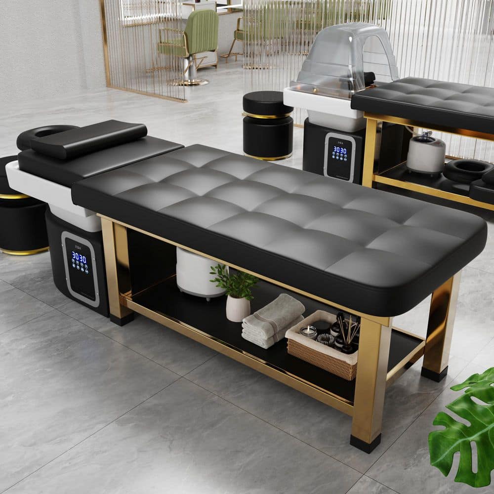 Seafuloy 82 in. Black PU Leather Stationary Head Spa Massage Table Seafuloy 82 in. Black PU Leather Stationary Head Spa Massage Table