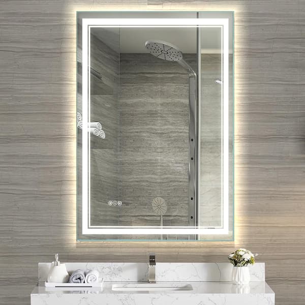 Lonni 40 in. W x 24 in. H Rectangular Frameless Anti-Fog Front and Rear LED Lighted Wall Bathroom Vanity Mirror and Dimming