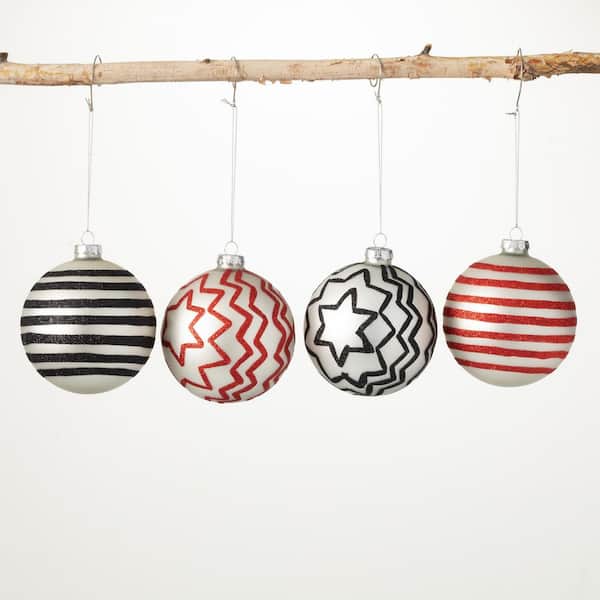 SULLIVANS 4 in. Multi-color Patterned Ball Ornament (Set of 4) OR10328 ...