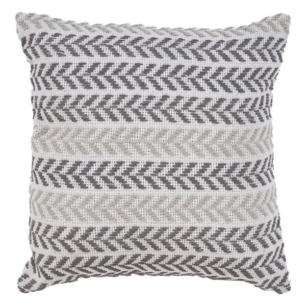 HomeRoots Gray Geometric Polyester 18 in. x 18 in. Throw Pillow Set of 2
