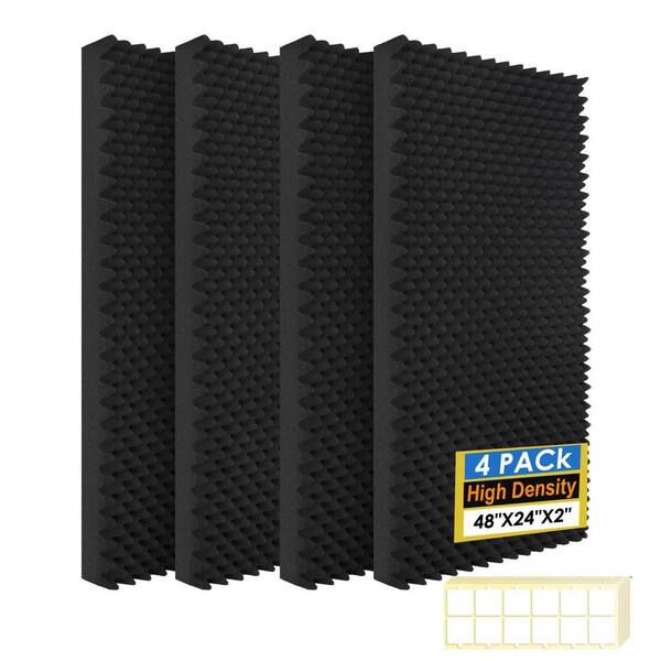 UUDULY 1 in. T x 4 ft. x 2 ft. Black Polyurethane Sound Absorbing