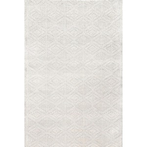 Halle Handmade Wool Textured Diamond Flatweave Ivory 5 ft. x 8 ft. Area Rug