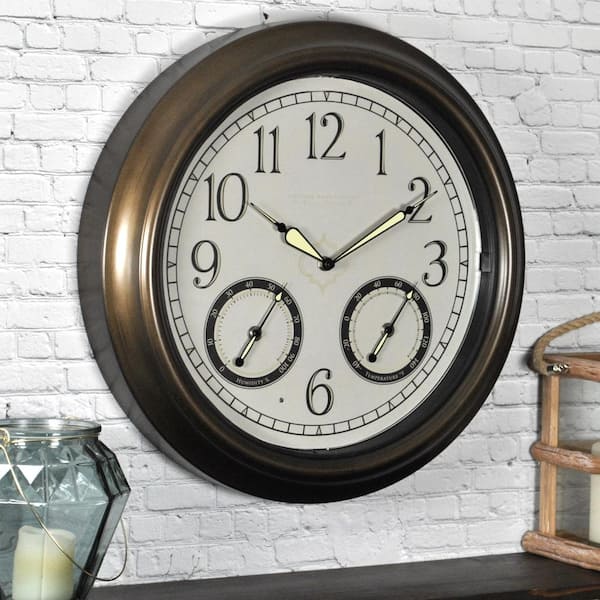 FirsTime 18 in. Round LED Trellis Outdoor Wall Clock