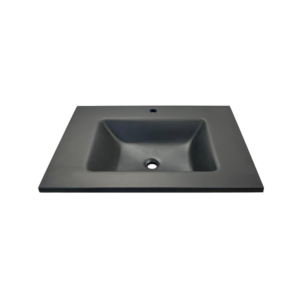 31'' Black Concrete Single Bathroom Vanity Top with Rectangular Sink