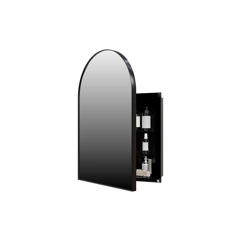 Avex Black 18 in. W x 23.6 in. H Arched Metal Framed Corner Medicine Cabinet with Mirror and Adjustable Shelves price history on PriceWatchPro