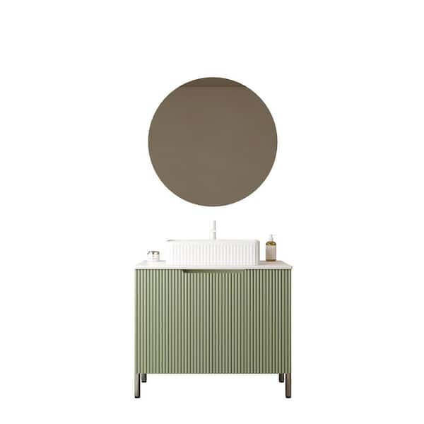 30 in. Freestanding Light Green Bath Vanity with White Sintered Stone Top Unassembled