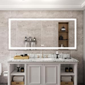 72 in. x 36 in. Large Rectangular Frameless Wall LED Lighted Bathroom Vanity Mirror, Easy Installation