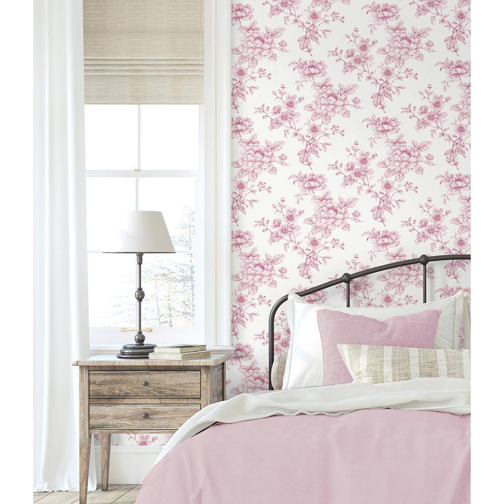 Pink Floral Self-Adhesive Vinyl Wallpaper Roll