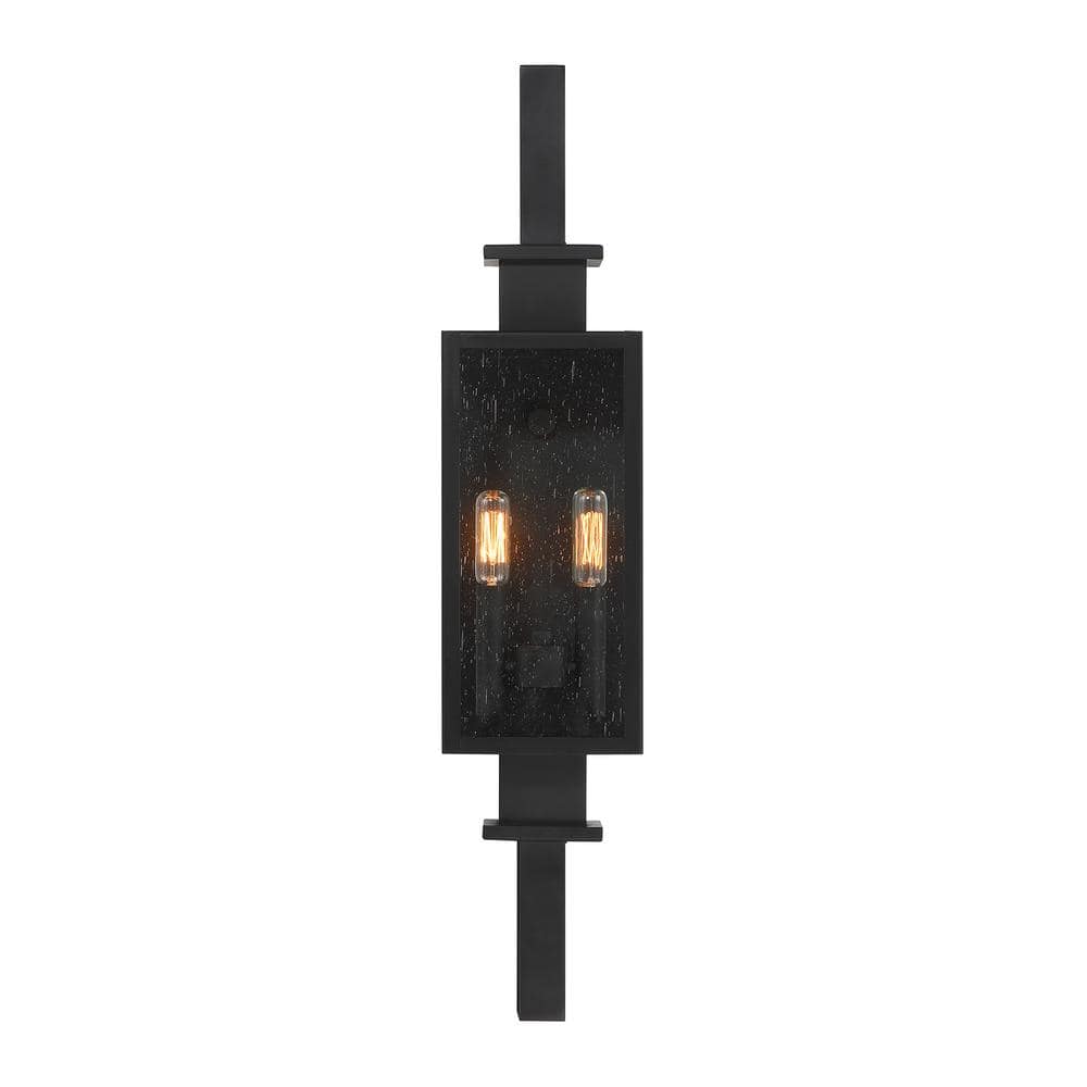 Matte Black Dimmable Outdoor Lantern with Clear Seeded Glass