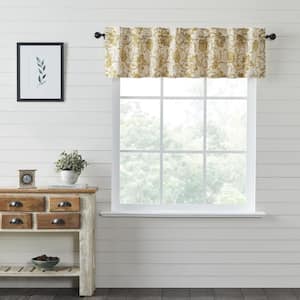 Dorset Floral 72 in. L x 16. W Cotton Valance in Creme Mustard Gold Brown